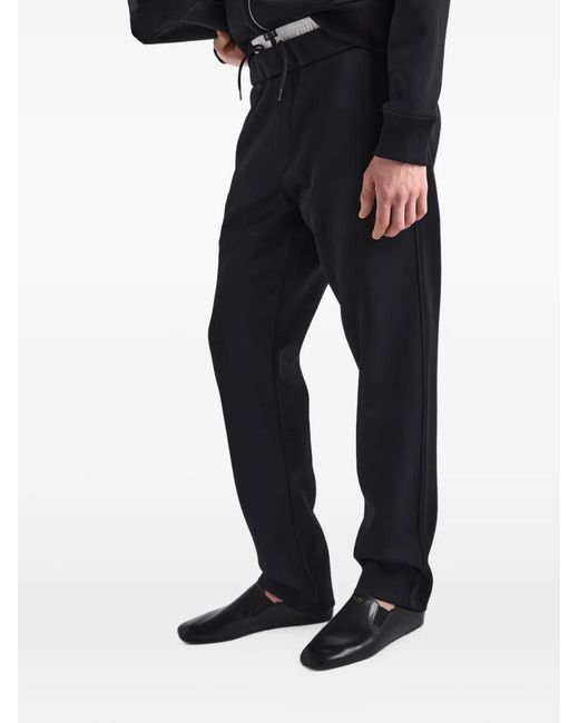 Prada Black Logo-Patch Straight-Leg Trousers for men