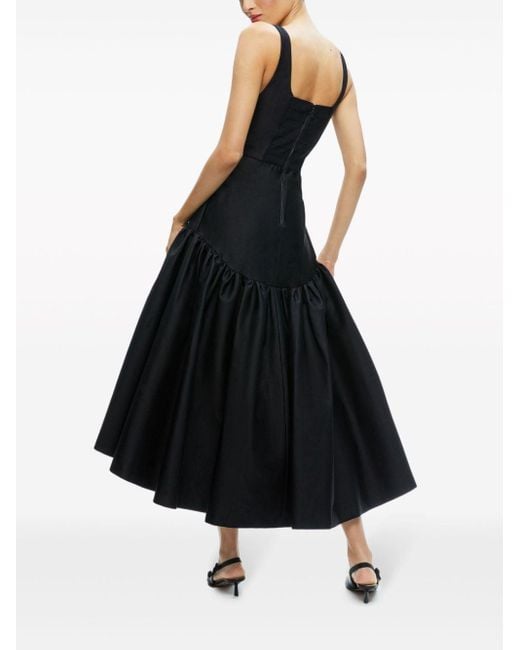 Alice + Olivia Mouwloze Midi-jurk in het Black