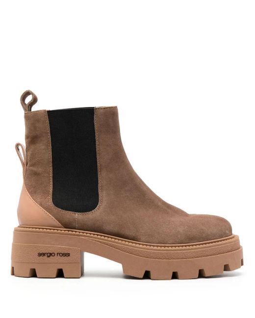 Sergio Rossi Brown Stiefeletten Mit Eckiger Kappe