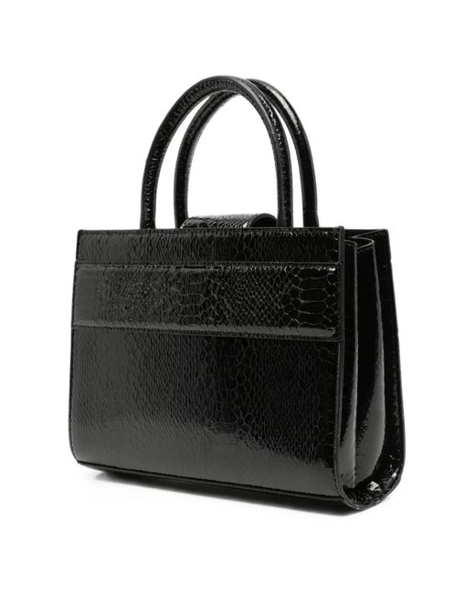 Twentyfourhaitch Black Serene Python-Effect Patent Tote Bag