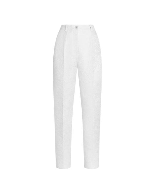 Dolce & Gabbana White Brocade Trousers