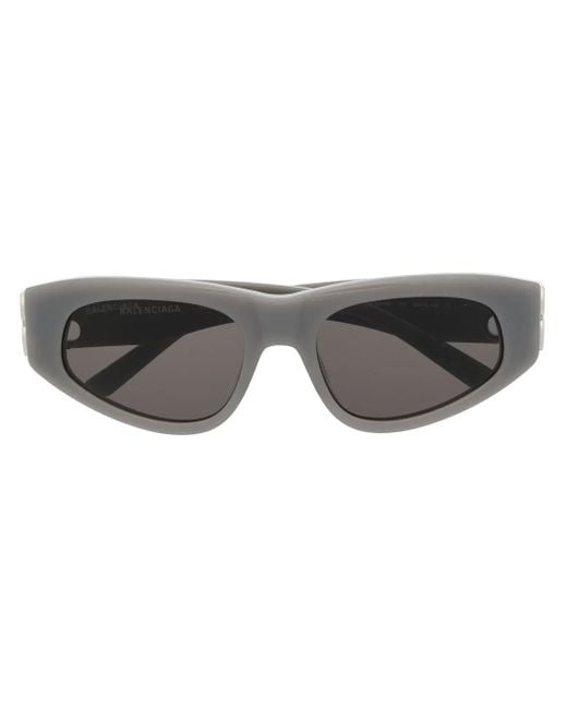 Balenciaga Gray Logo-Plaque Biker Sunglasses