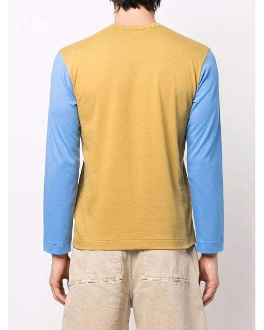 COMME DES GARÇONS PLAY Yellow Logo-Embroidered Colour-Block T-Shirt for men
