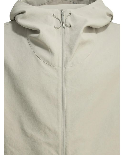 Goldwin White Zip-Up Drawstring Hood Jacket for men