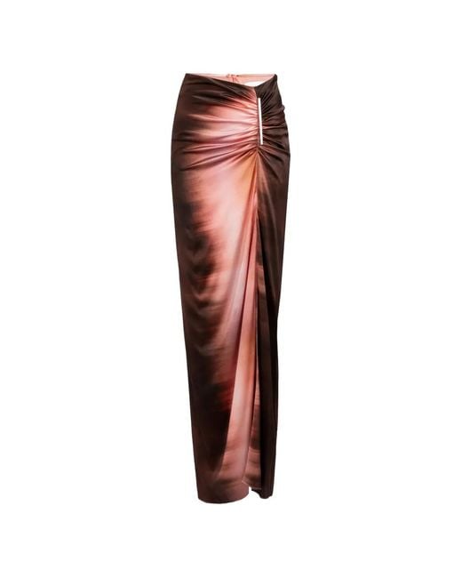 Silvia Tcherassi White Keiry Ruched Ombré Maxi Skirt