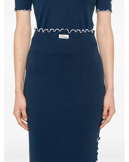 ROTATE BIRGER CHRISTENSEN Geribbelde Midi-Rok in het Blue