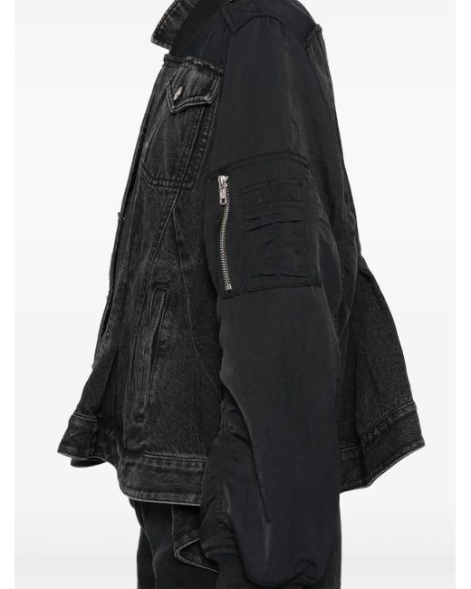 3.1 Phillip Lim Black Hybrid Denim Flight Jacket