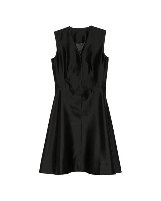 JNBY Black Robe Mi-Longue Sans Manches À Col V