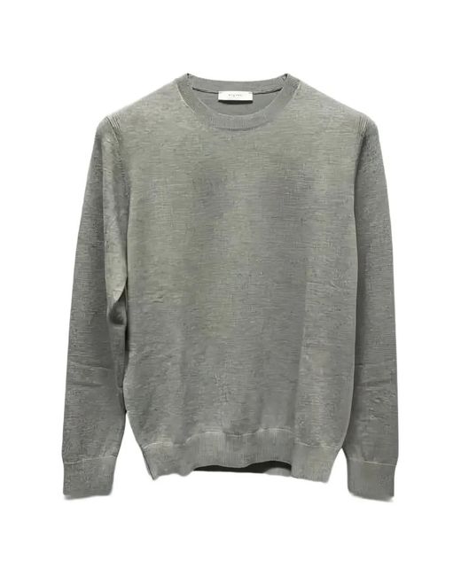 Diktat Gray Crew-Neck Ribbed-Trim Sweater for men