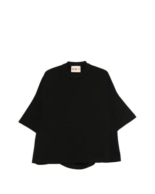 Plan C Black Crew-Neck T-Shirt