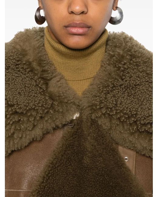 Lemaire Brown Asymmetric Shearling Coat