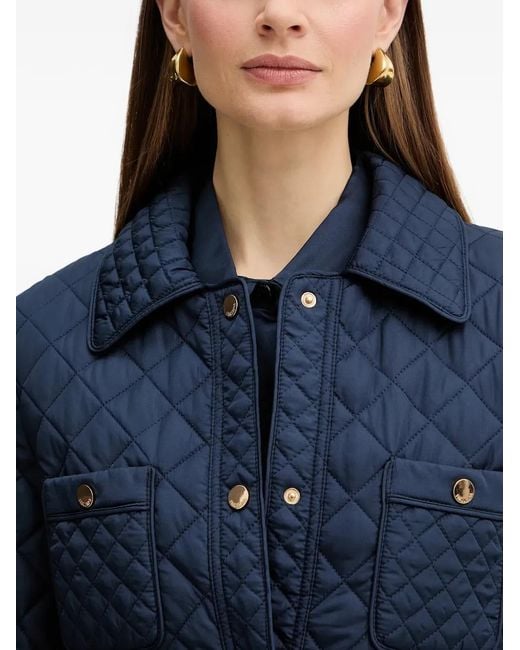 Fracomina Blue Press-Stud Quilted Puffer Jacket