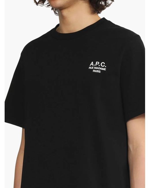 A.P.C. Black Logo-Embroidered T-Shirt for men