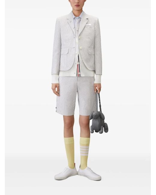 Thom Browne White Four-Bar Merino-Wool Cardigan