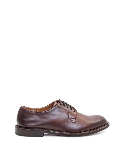 Doucal's Brown Nappa Derby Shoes for men