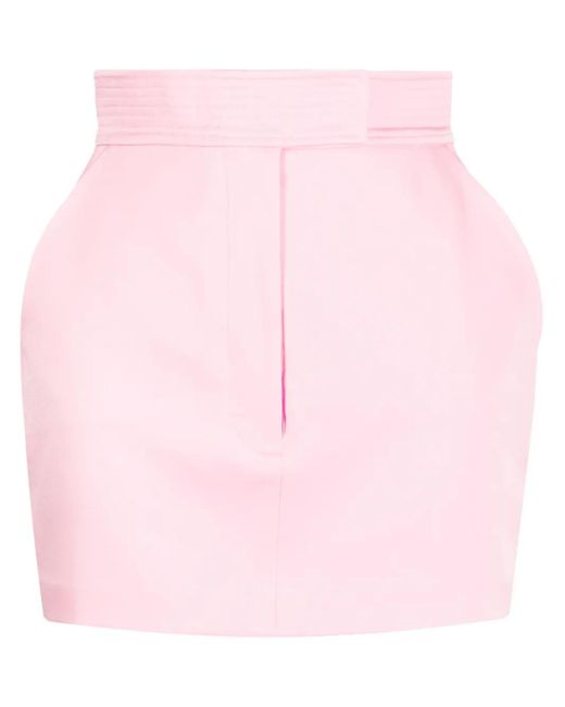 Alex Perry Pink High-Waisted Satin-Finish Skirt