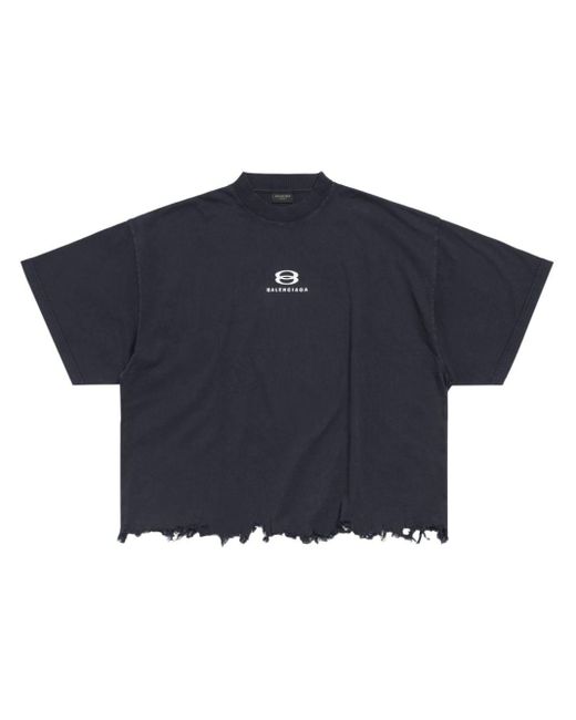 Balenciaga Blue Unity Sports T-Shirt im Distressed-Look