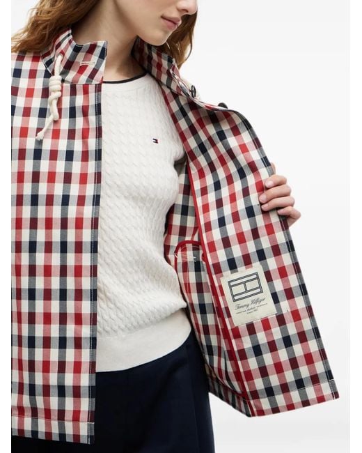 Tommy Hilfiger Red Gingham-Check Drawstring Jacket