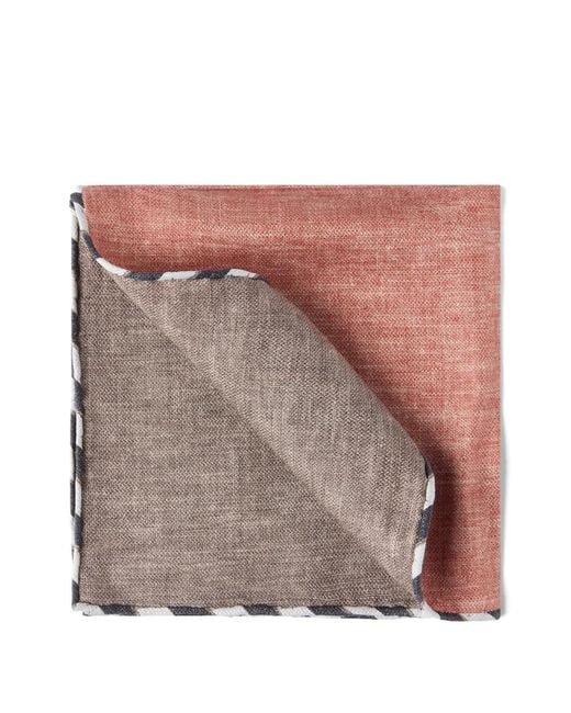 Brunello Cucinelli Red Striped-Trim Silk Pocket Square for men