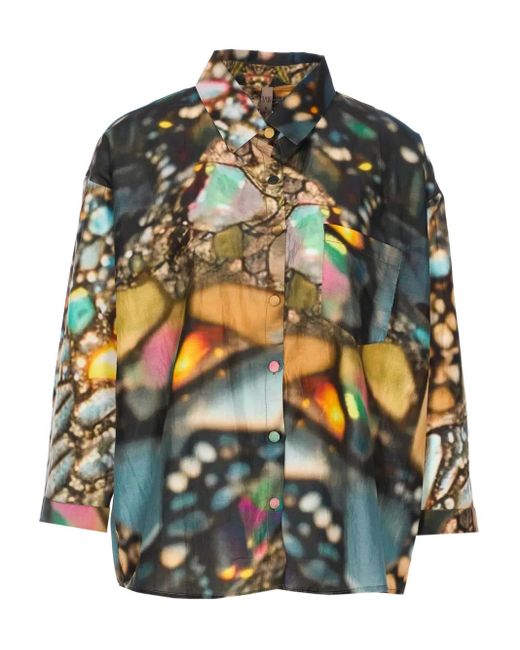 Yavi Gray Hemd mit abstraktem Print