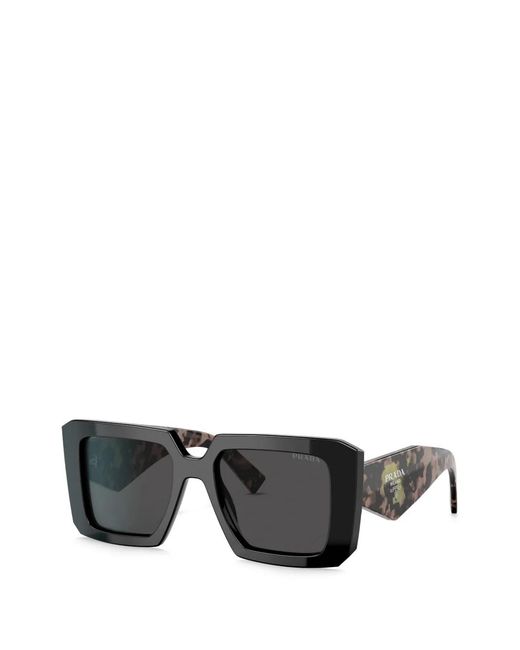 Prada Black Square-Frame Tortoiseshell-Effect Sunglasses
