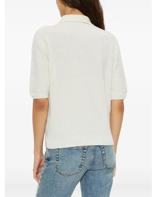 Balmain White Short-Sleeve Wool Polo Shirt