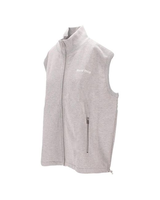 Miu Miu Gray Cotton Zipped Vest
