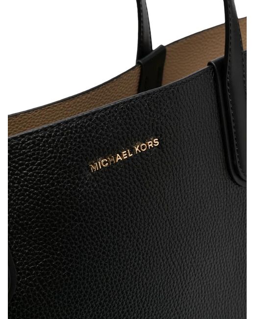 MICHAEL Michael Kors Black Eliza Xl Logo-Plaque Leather Tote Bag