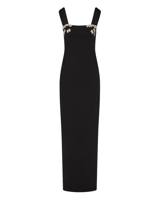 Rachel Gilbert Black Embellished Square-Neck Maxi Gown