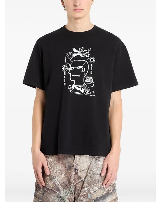 Brain Dead Black Graphic-Print Short-Sleeve T-Shirt for men