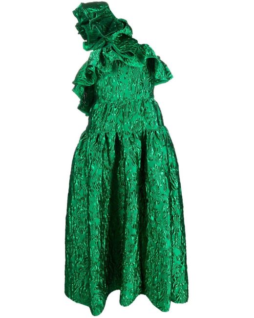Ulla Johnson Green Cosima Cloqué-jacquard Ruffled Gown
