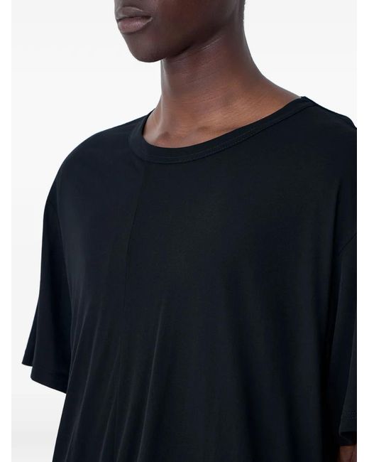 Yohji Yamamoto Blue Asymmetrical Crew Neck T-Shirt for men