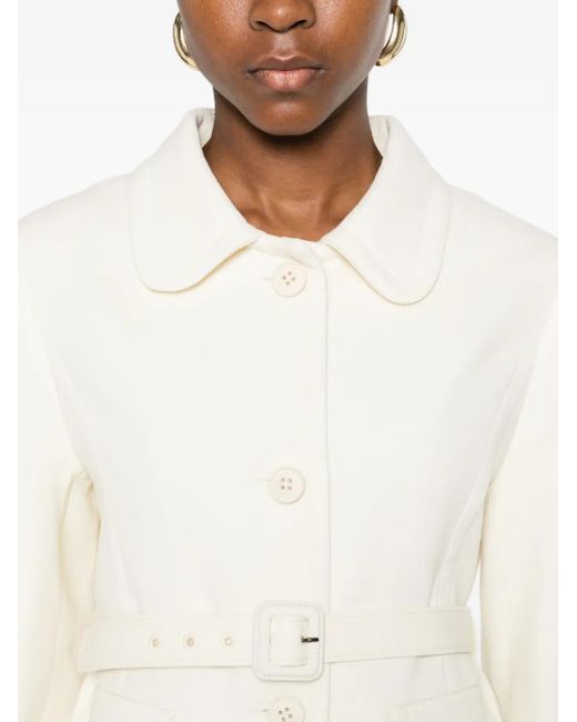P.A.R.O.S.H. White Lara Belted Jacket