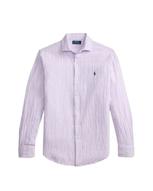 Polo Ralph Lauren Purple Striped Seersucker Shirt for men