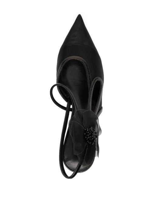 Nensi Dojaka Black 65Mm Faux-Flower Leather Pumps