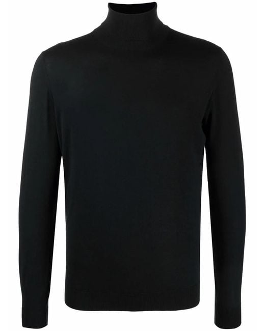 Dell'Oglio Black Roll-Neck Merino Jumper for men