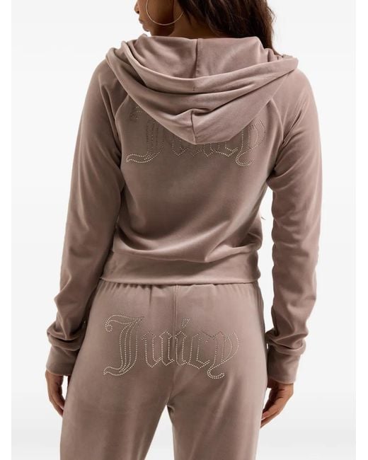 Juicy Couture Natural Diamanté-Logo Hoodie