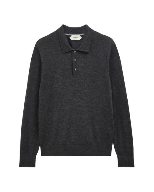 Pringle of Scotland Black Polo-Collar Merino Wool Sweater for men
