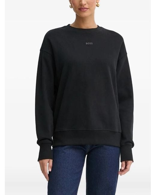 Boss Blue Logo-Embroidered Cotton Sweatshirt