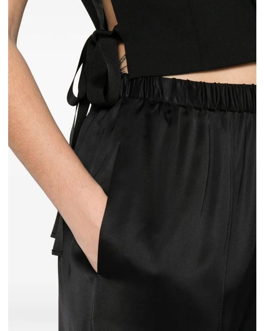 Lutz Huelle Black Garbo Elasticated-Waistband Satin Shorts