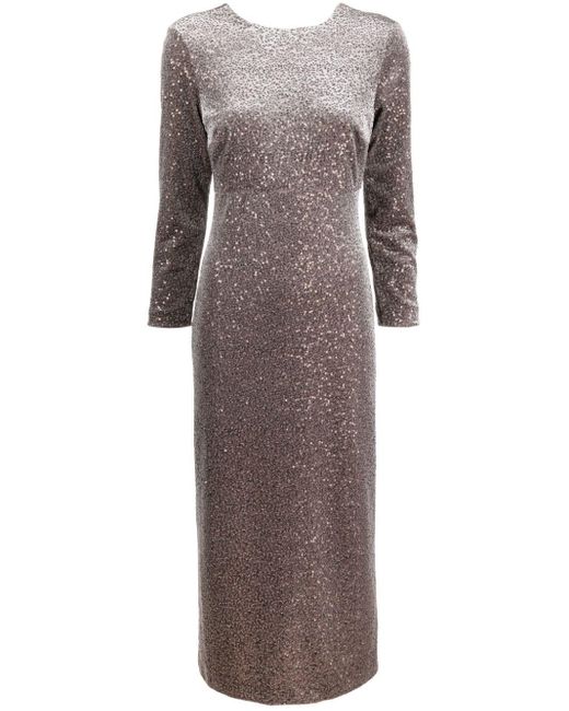 Peserico Gray Sequin-embellished Velvet Midi Dress
