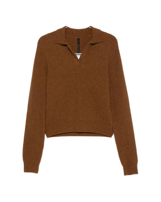 Petar Petrov Brown Safe Mode Ribbed-Knit Polo Sweater