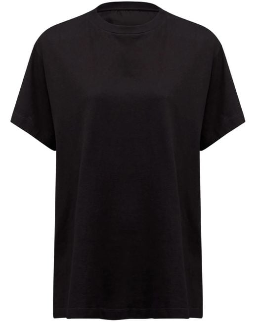 MM6 by Maison Margiela Black Cotton T-Shirt With Logo Patch