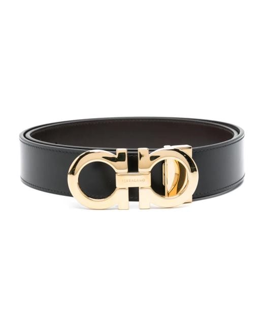 Ferragamo Black Reversible And Adjustable Gancini Belt for men