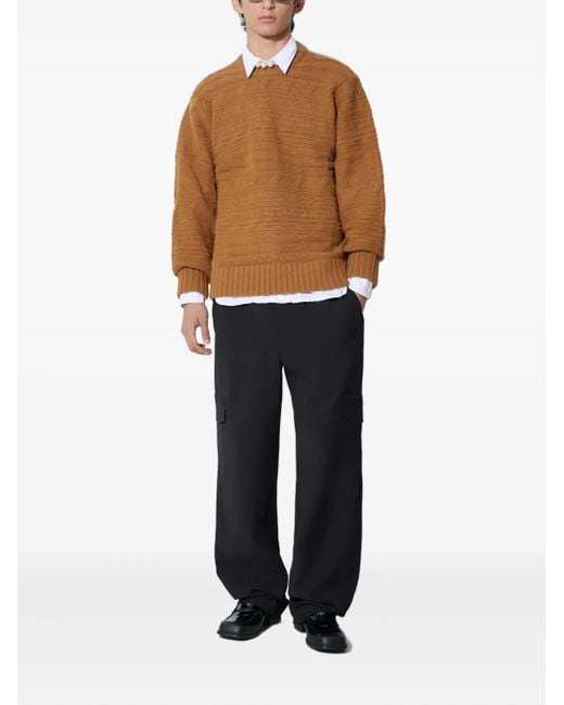 Adererror Brown Cable-Knit Crew-Neck Sweater for men