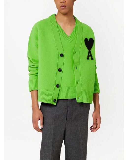 AMI Green Ami De Coeur Cardigan