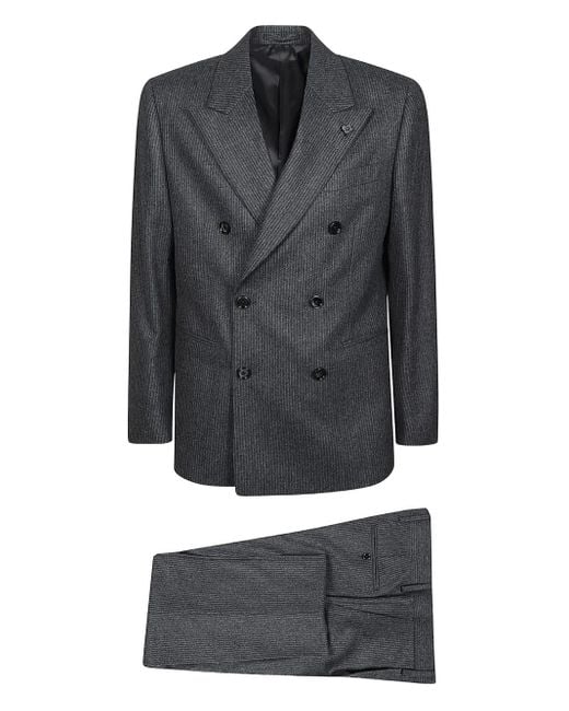 Costume Homme Lardini En Laine - Gris/bleu, Taille Indiquée Sur étiquette, Neuf Avec étiquettes