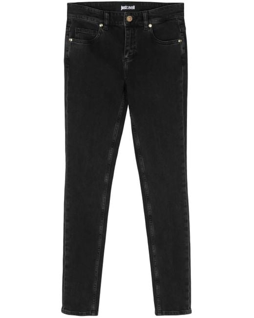 Just Cavalli Black Fringed Detail Skinny Jeans