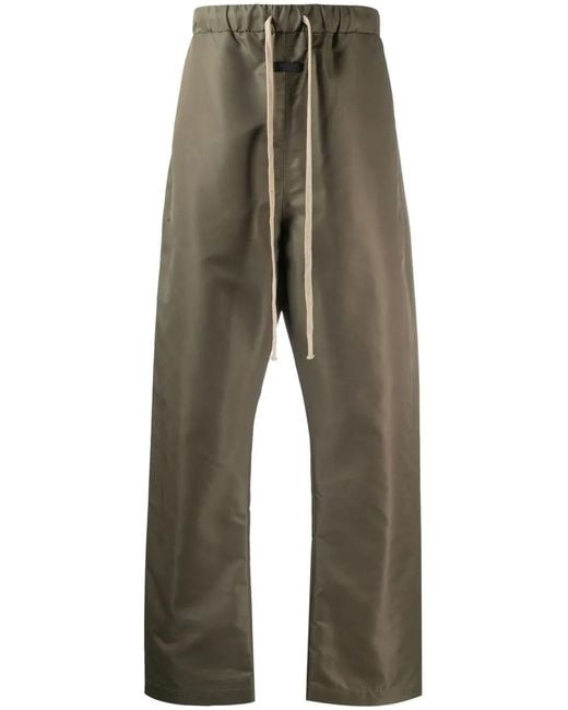 Fear Of God Green Satin-Finish Drawstring Waist Trousers for men