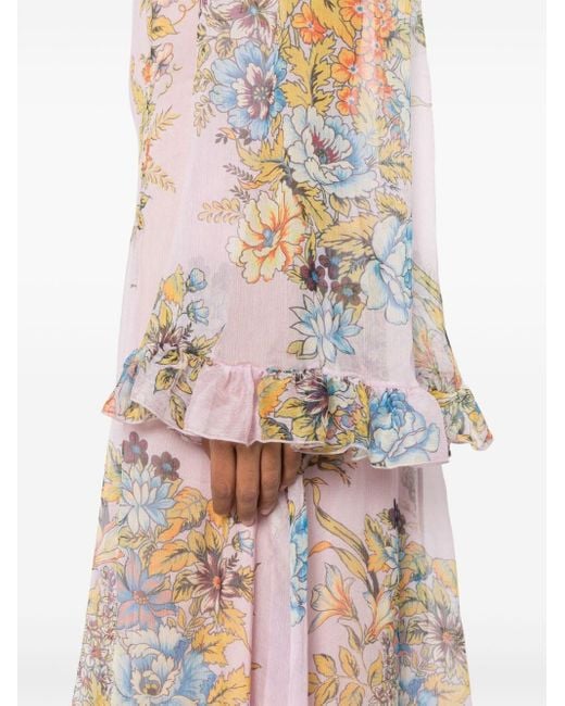 Etro Pink Flora-print Maxi Dress